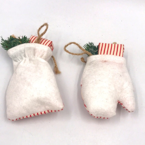 Farmhouse Red/White Plaid Mitten/Sack Ornament Bundle Set of 2 - Picture 2 of 8